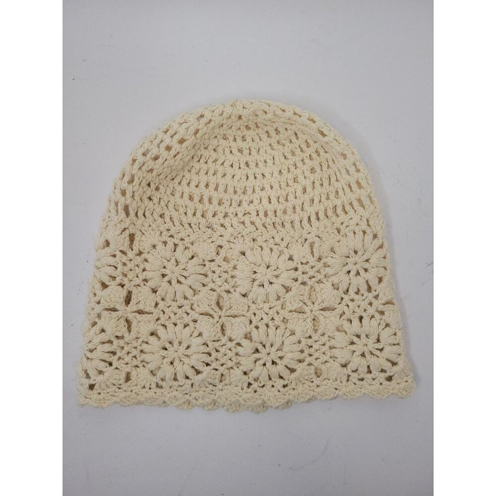 Cream Crochet Beanie Hat